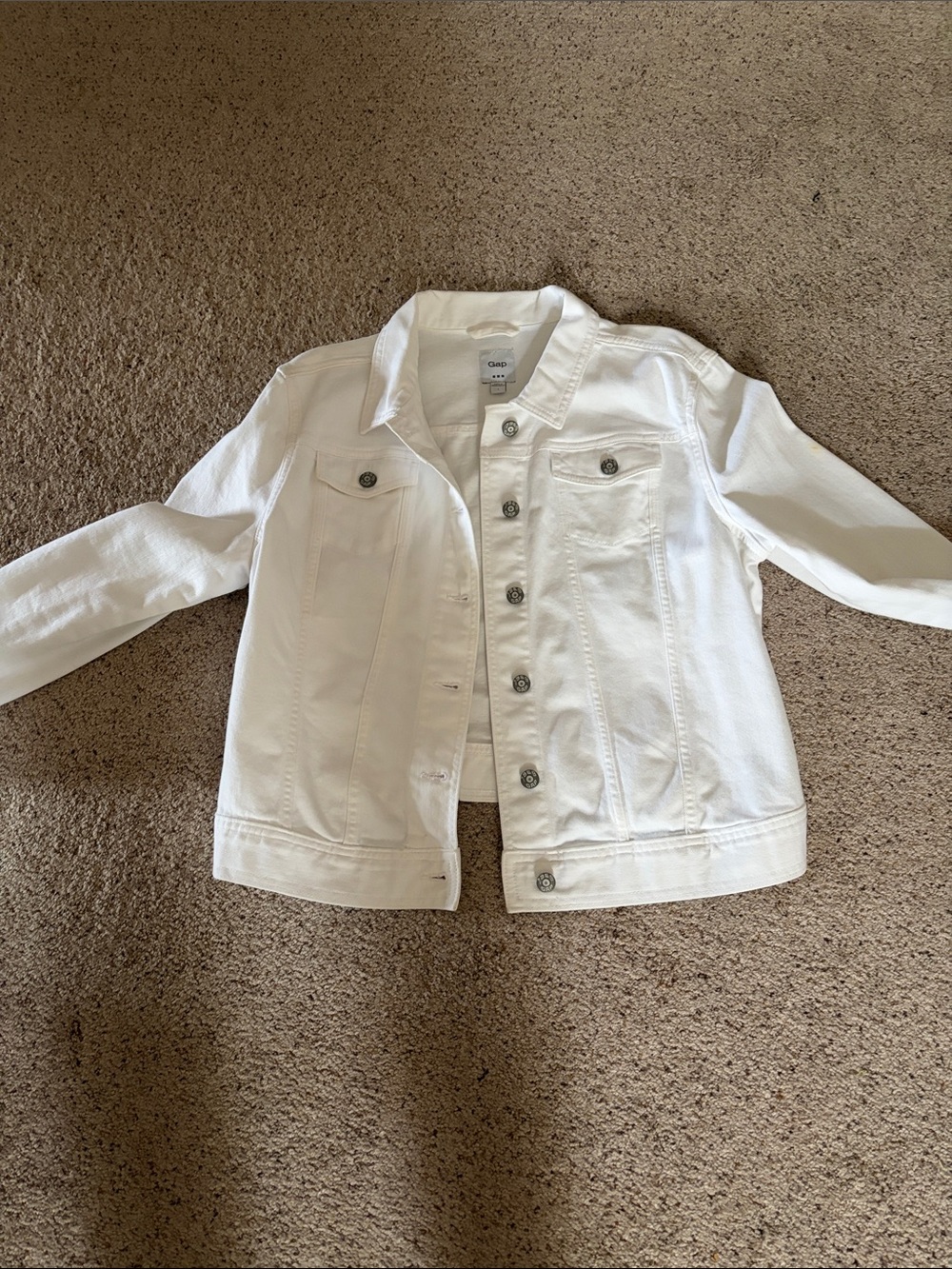 GAP Kids White Denim Button-Up Jacket